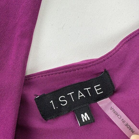 1.STATE Cinched Waist V Neck Dress Women’s Size Medium Purple NWOT - Picture 13 of 13